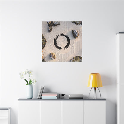 Rock Garden Canvas Art | Winter Zen Enso Art