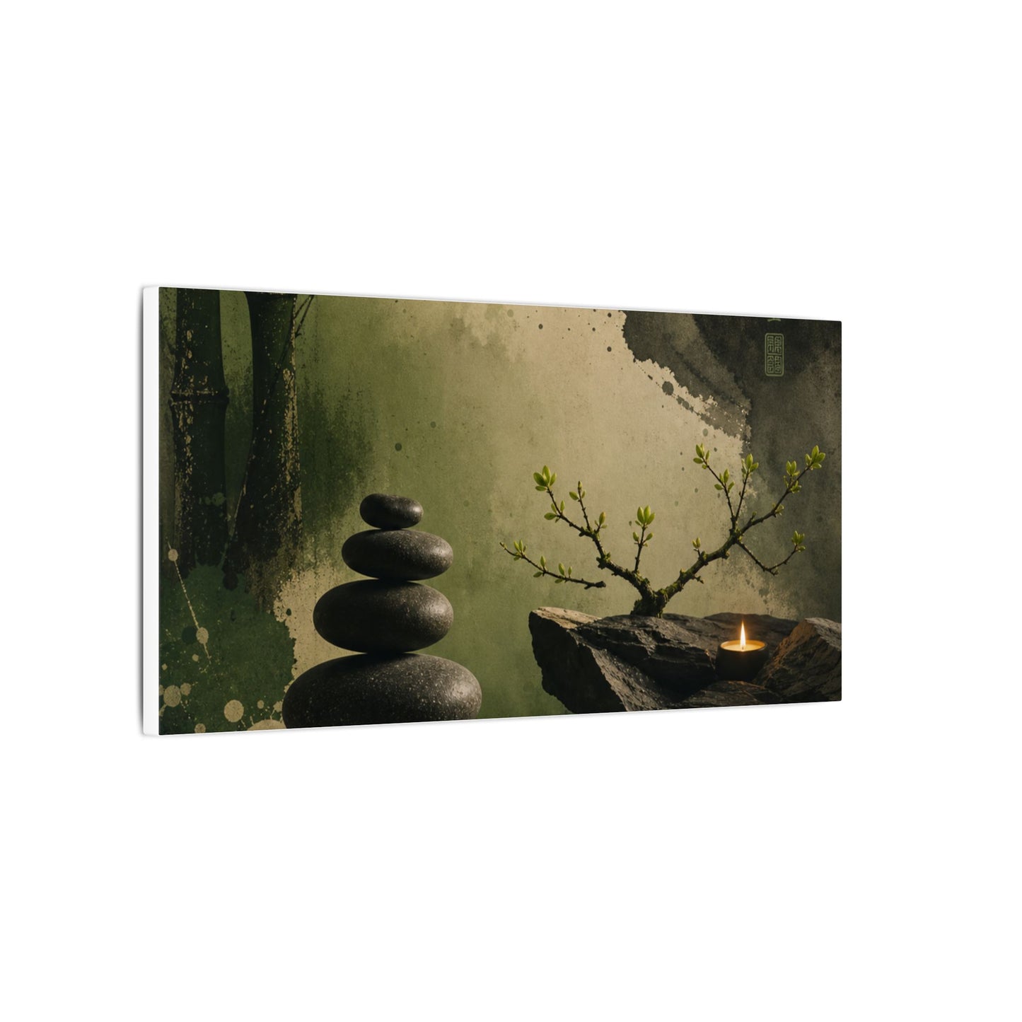 River Stones Spring Canvas Art | Zen Contemplative Design