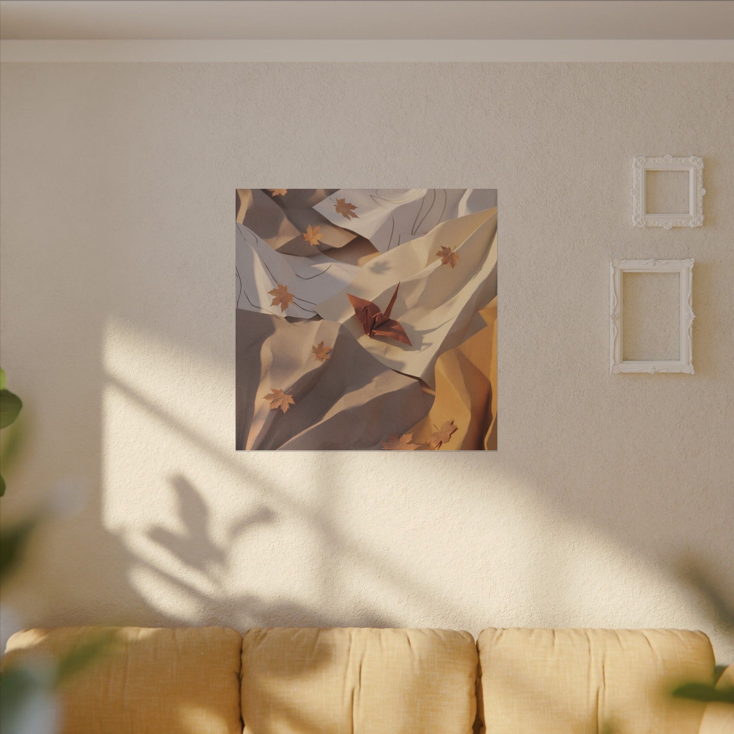 Autumn Paper Fold Minimal Line Canvas Art | Cozy Decor