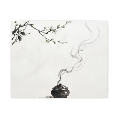 Calm Incense Smoke Canvas Art - Sumi E Zen