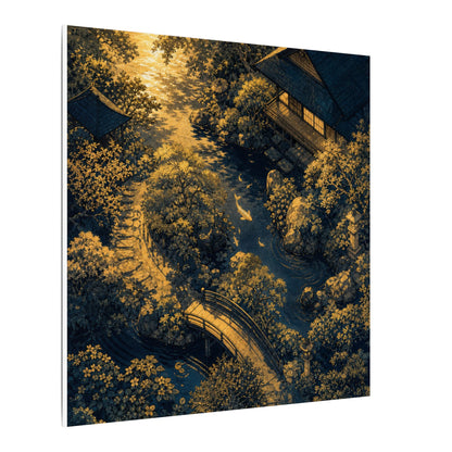 Contemplative Moonlit Garden Canvas Art - Ukiyo E Inspired Zen