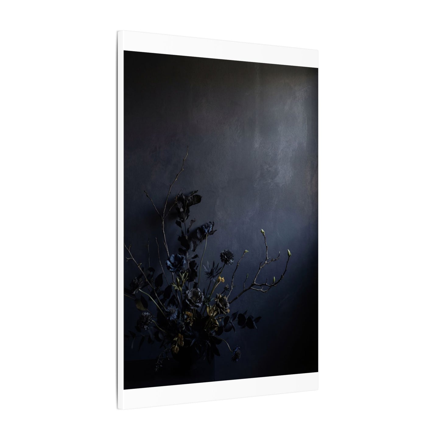 Dried Flowers Spring Canvas Art | Dark Japandi Moody Design