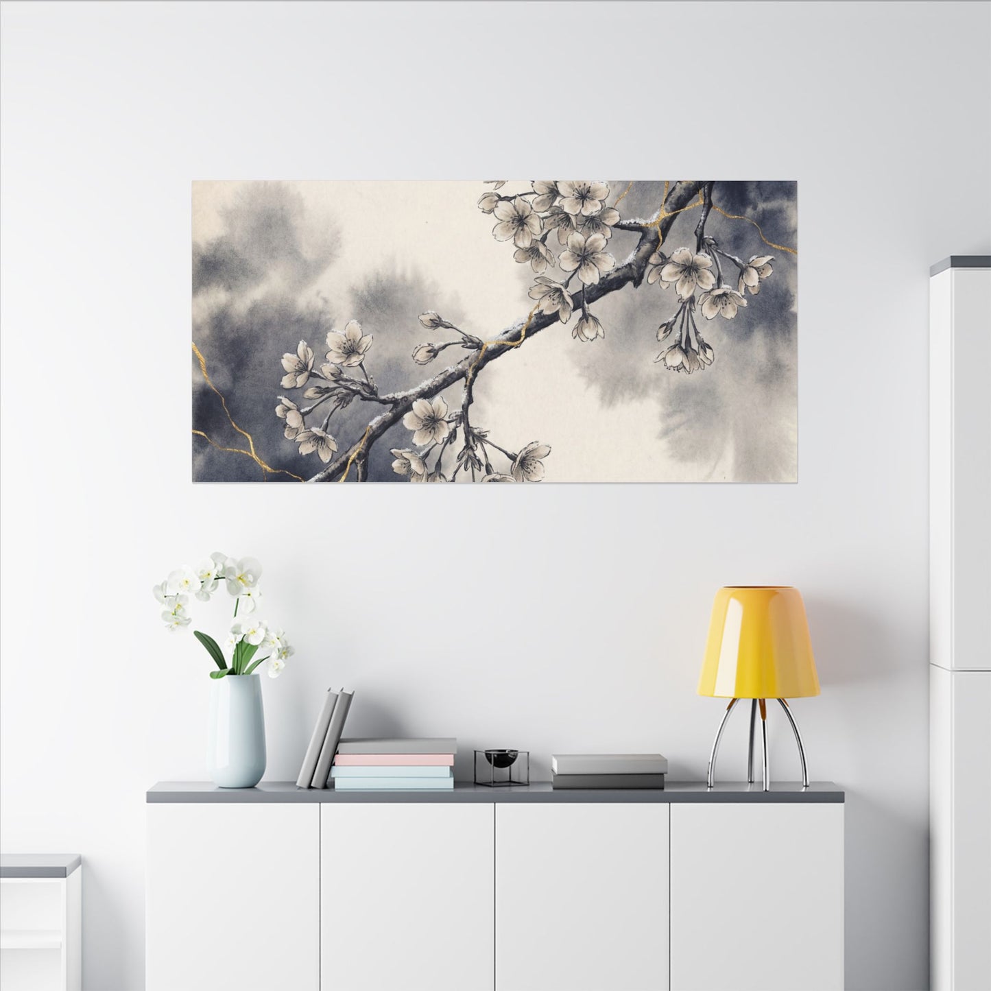 Ma Cherry Blossom Canvas Art - Kintsugi Gold Vein