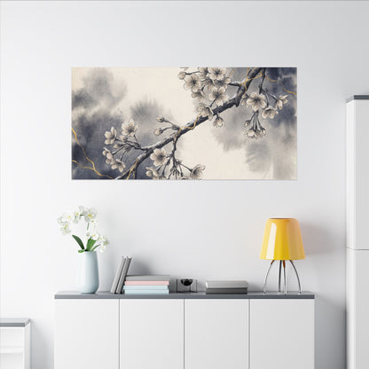 Ma Cherry Blossom Canvas Art - Kintsugi Gold Vein