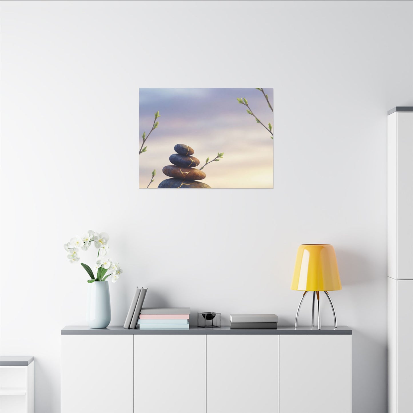 Spring River Stones Gold Vein Canvas Art | Philosophical Decor