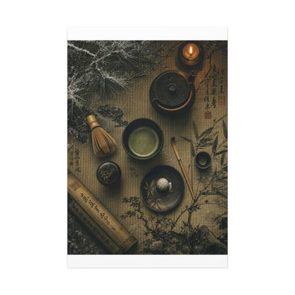 Tea Ceremony Canvas Art | Winter Zen Ukiyo E Inspired Art