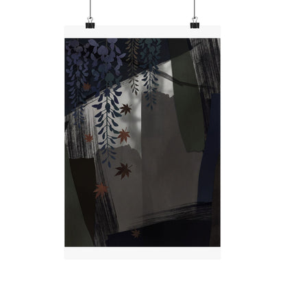 Wisteria Autumn Wall Art Print | Dark Japandi Atmospheric Design Art Print