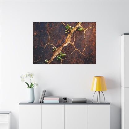 Rust Patina Spring Canvas Art | Kintsugi Resilient Design
