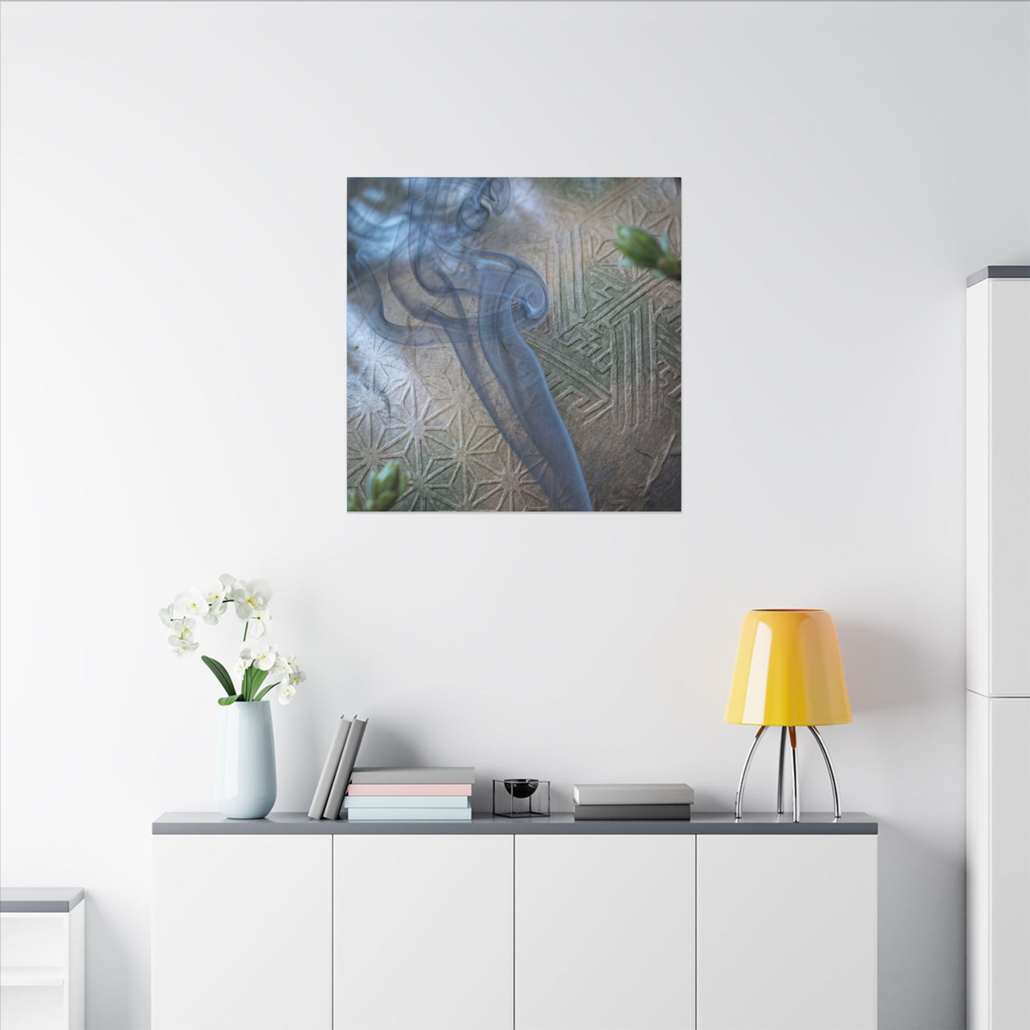 Spring Incense Smoke Japanese Pattern Canvas Art | Neutral Decor