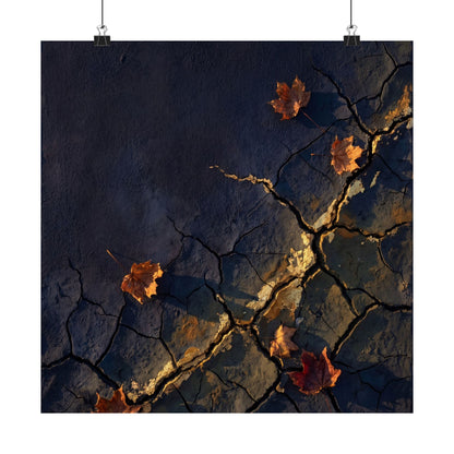 Golden Hour Cracked Earth Wall Art Print - Dark Japandi Seijaku