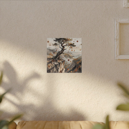 Autumn Pine Tree Watercolor Canvas Art | Warm Decor
