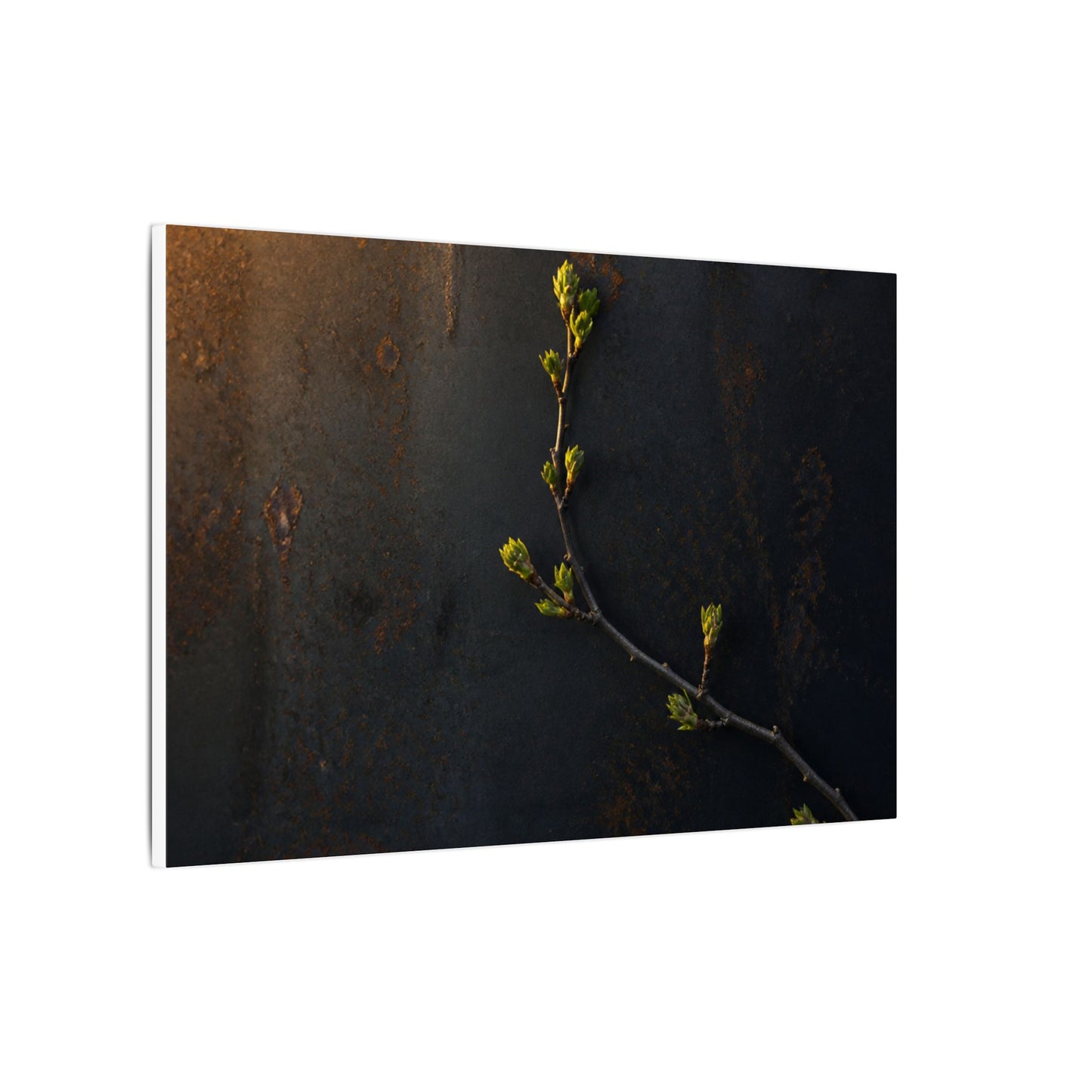 Dark Japandi Rust Patina in Golden Hour | Moody Minimal Canvas Art