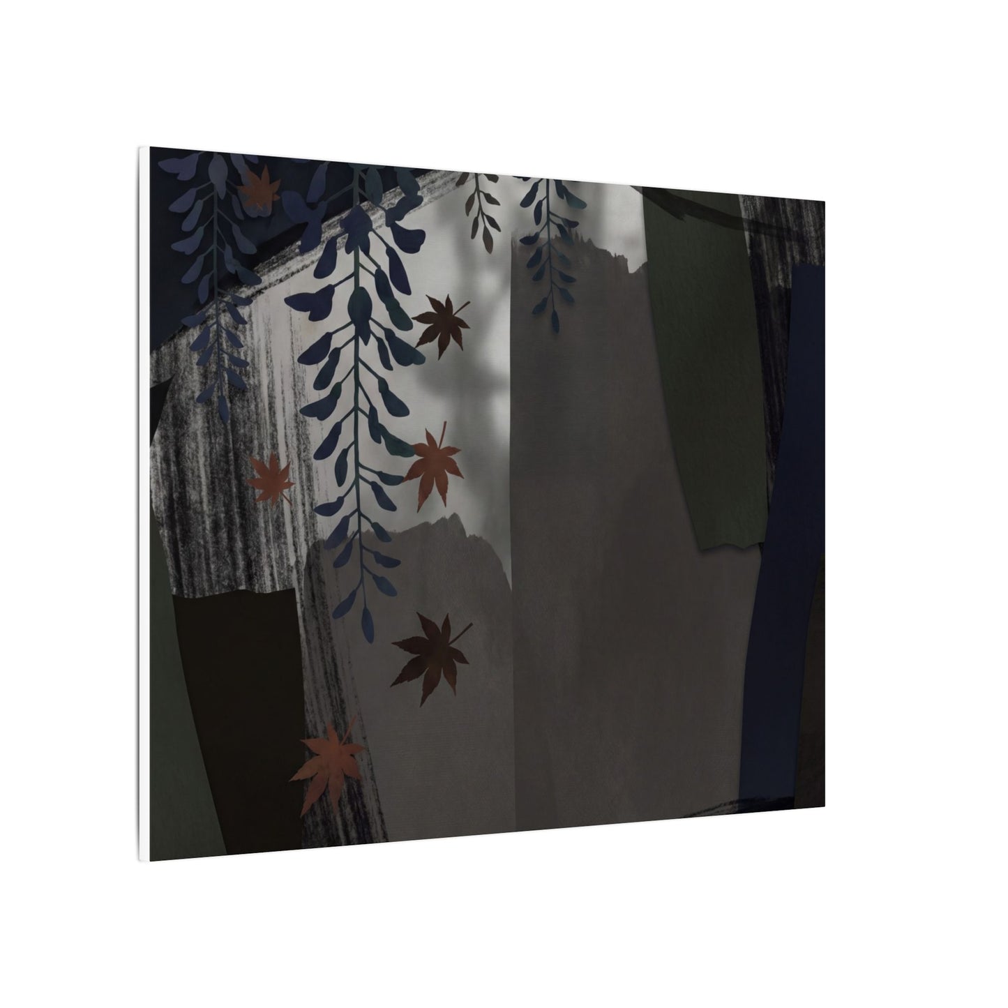 Wisteria Autumn Canvas Art | Dark Japandi Moody Design