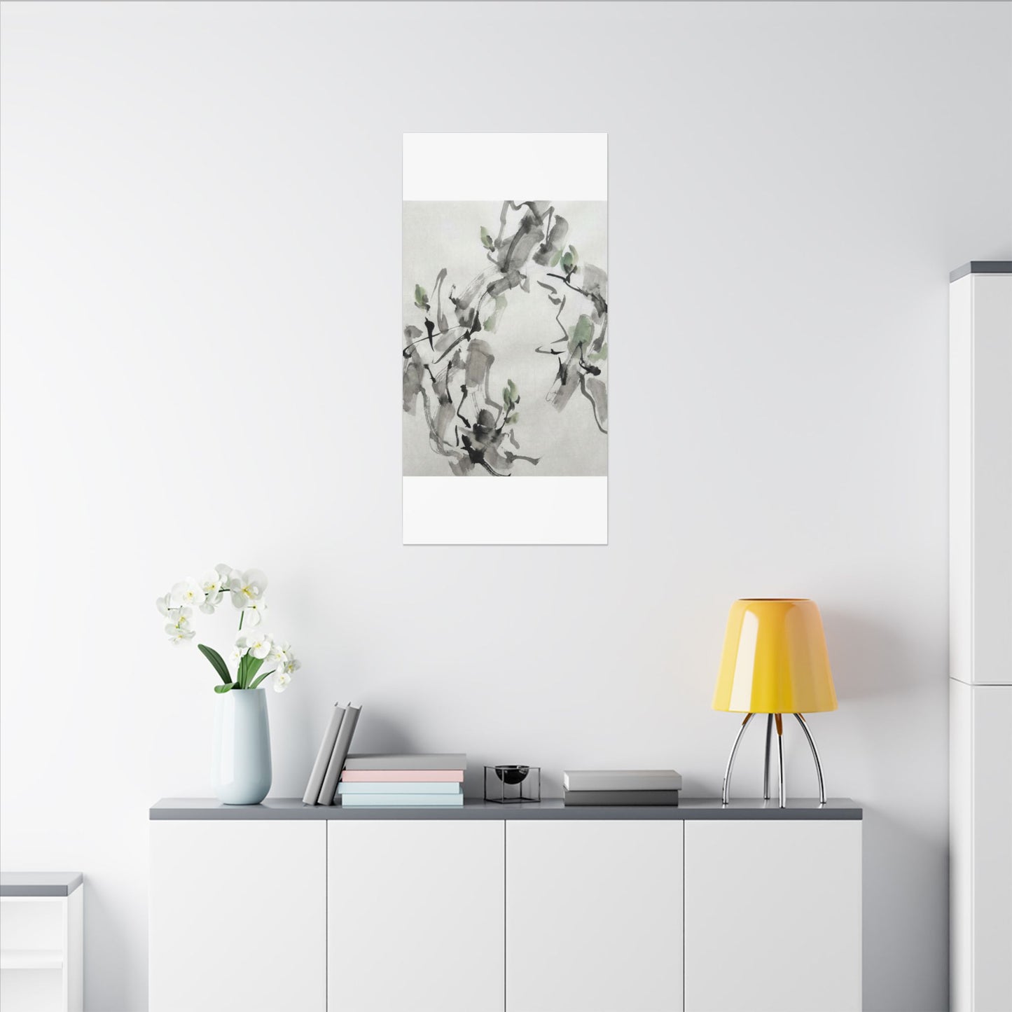 Zen Ink Brushstroke in Overcast | Sumi E Canvas Art
