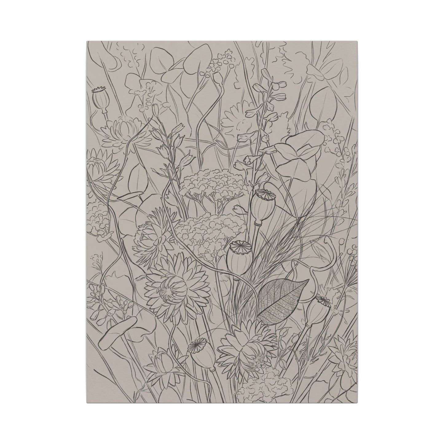 Summer Dried Flowers Minimal Line Canvas Art | Elegant Decor