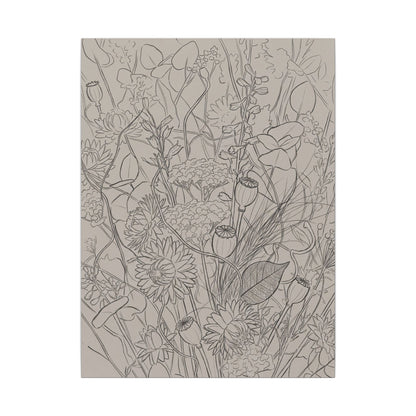 Summer Dried Flowers Minimal Line Canvas Art | Elegant Decor