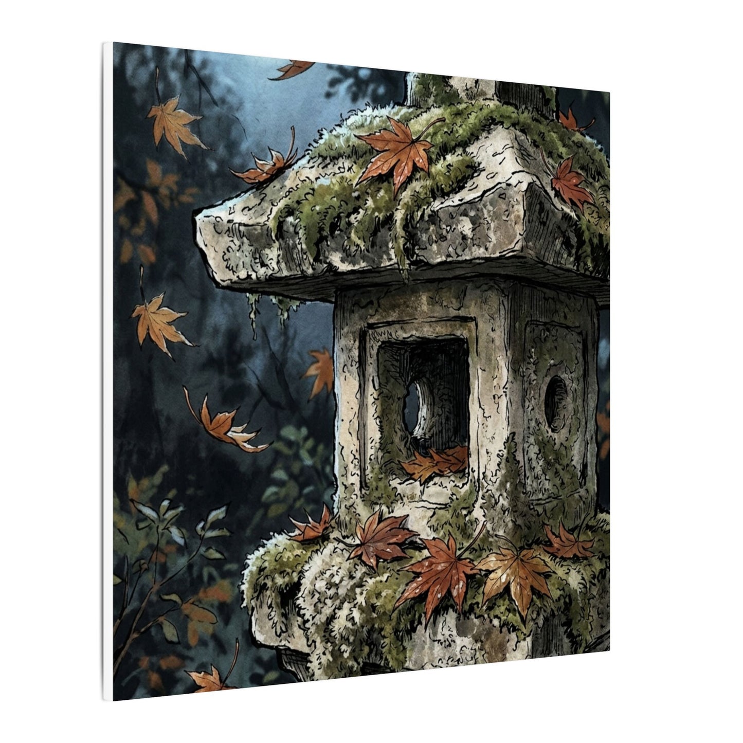 Shibui Stone Lantern Canvas Art - Japandi Minimal Line