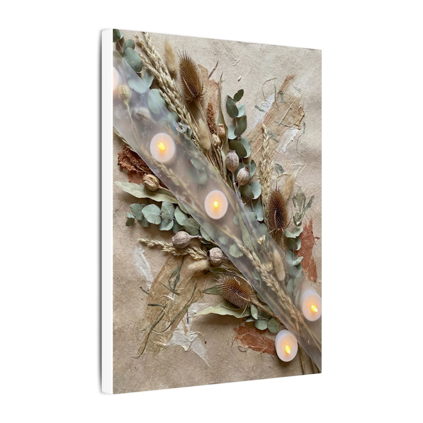 Candlelight Dried Flowers Canvas Art - Japandi Kanso