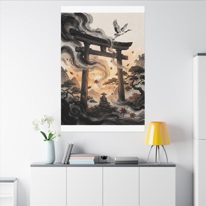 Torii Gate Ukiyo E Inspired Canvas Art | Serene Zen Art