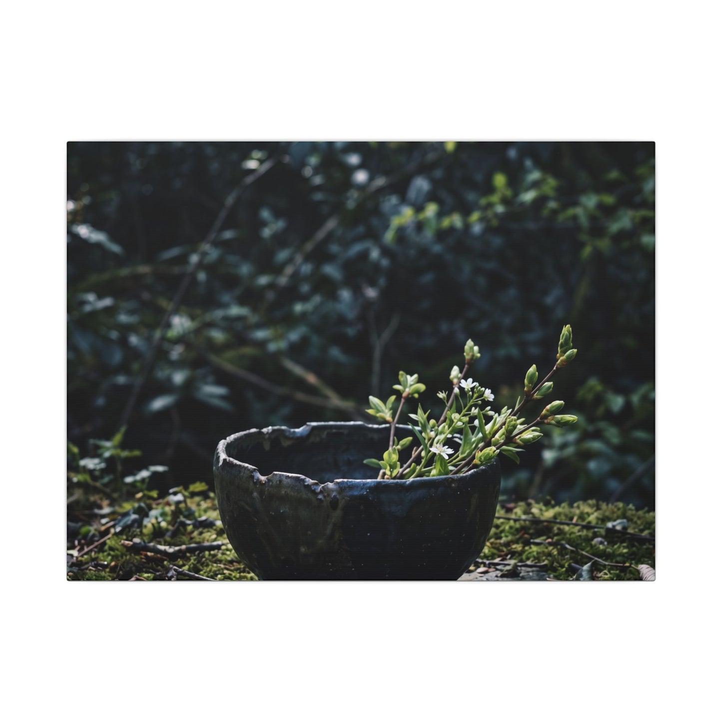 Dappled Ceramic Bowl Canvas Art - Dark Japandi Datsuzoku