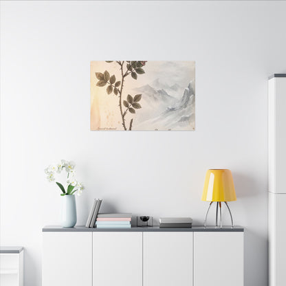 Winter Mountain Mist Herbarium Canvas Art | Earthy Decor