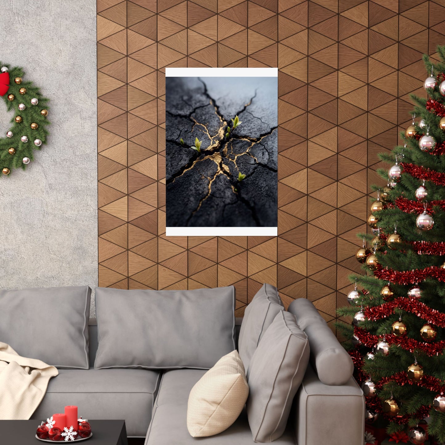 Spring Cracked Earth Charcoal Ink Wall Art Print | Moody Decor