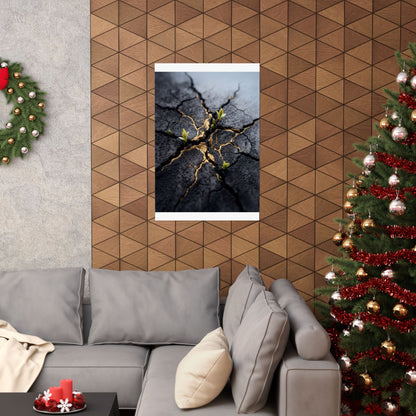 Spring Cracked Earth Charcoal Ink Wall Art Print | Moody Decor