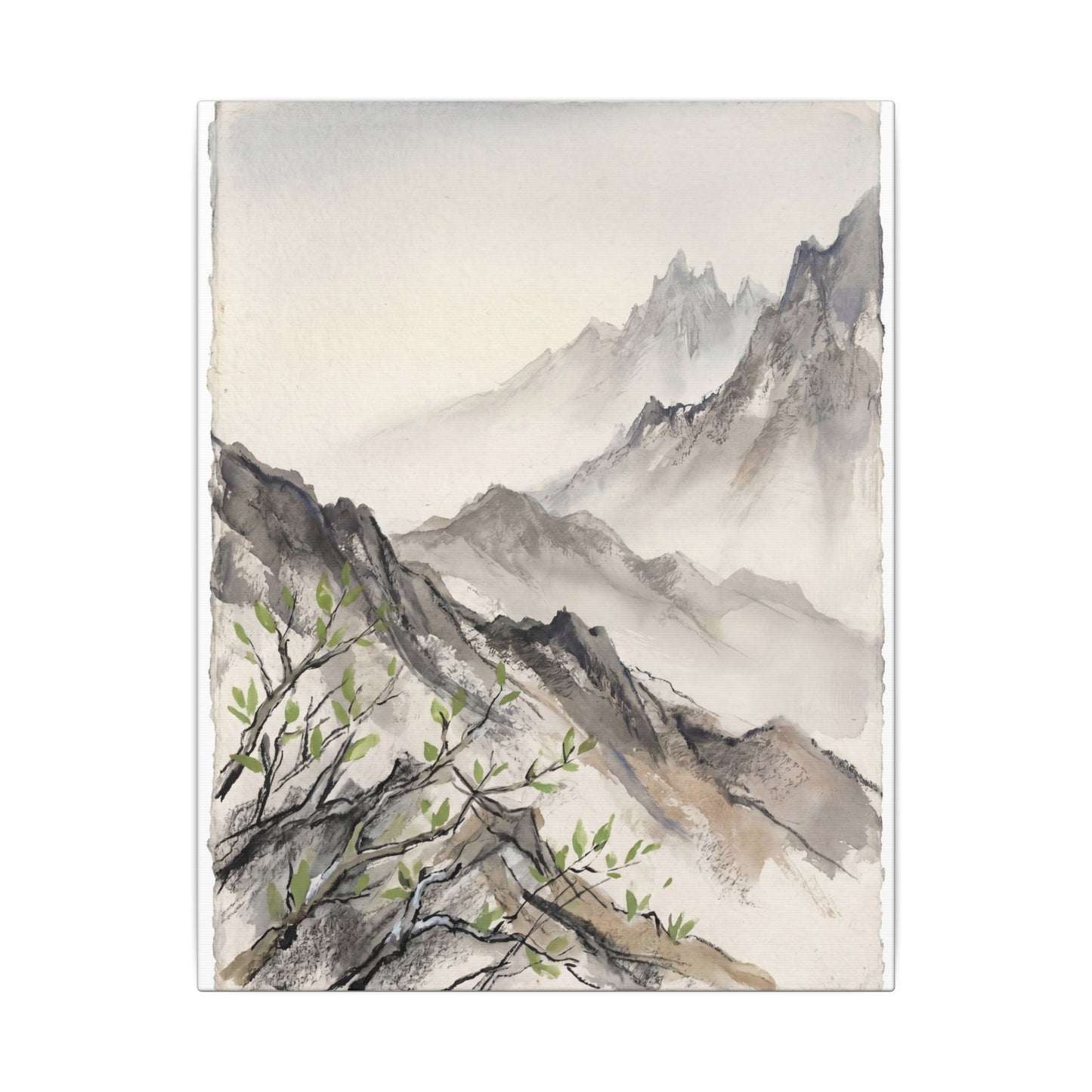 Spring Mountain Mist Texture Canvas Art | Warm Decor