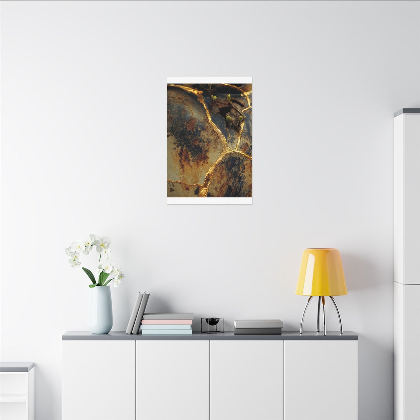 Datsuzoku Rust Patina Canvas Art - Kintsugi Crackle Gold