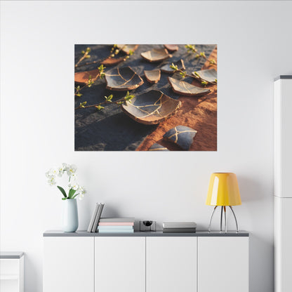 Spring Broken Pottery Gold Vein Canvas Art | Philosophical Decor