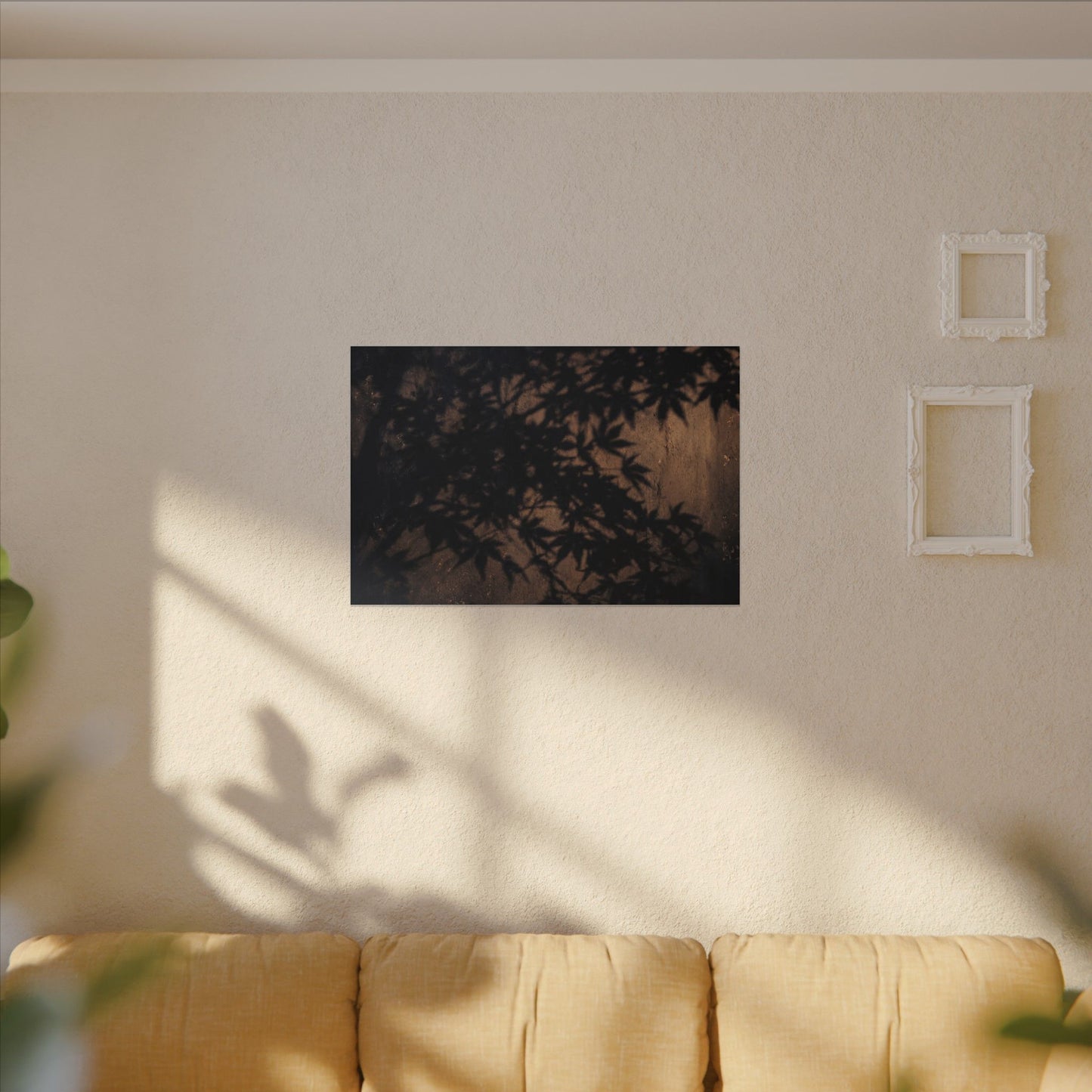 Shadow Play Autumn Canvas Art | Dark Japandi Atmospheric Design