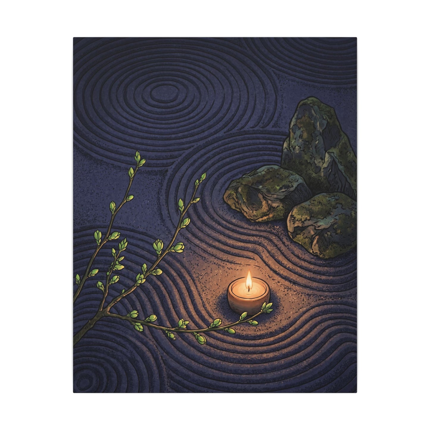 Mono No Aware Rock Garden Canvas Art - Zen Ukiyo E Inspired