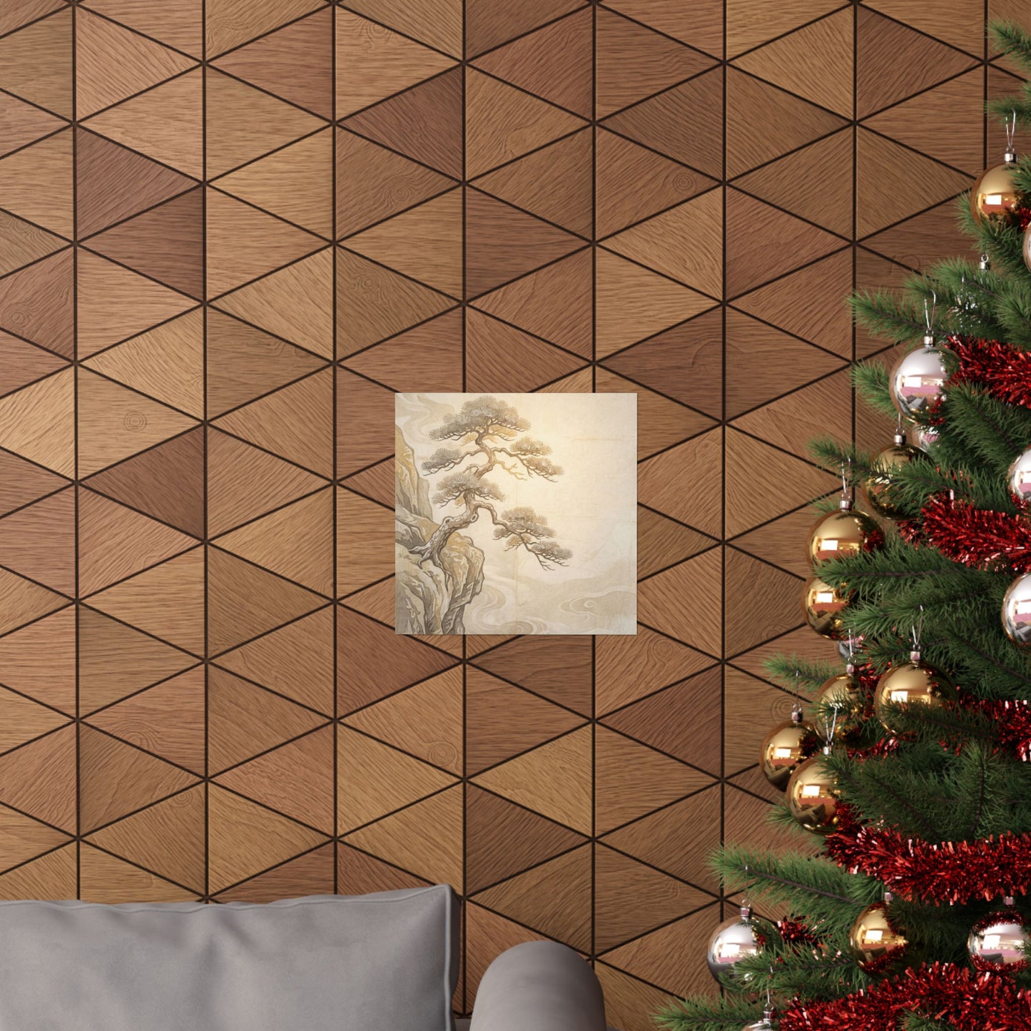 Golden Hour Pine Tree Wall Art Print - Japandi Shibui