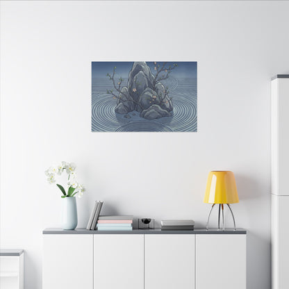 Spring Rock Garden Ukiyo E Inspired Canvas Art | Tranquil Decor