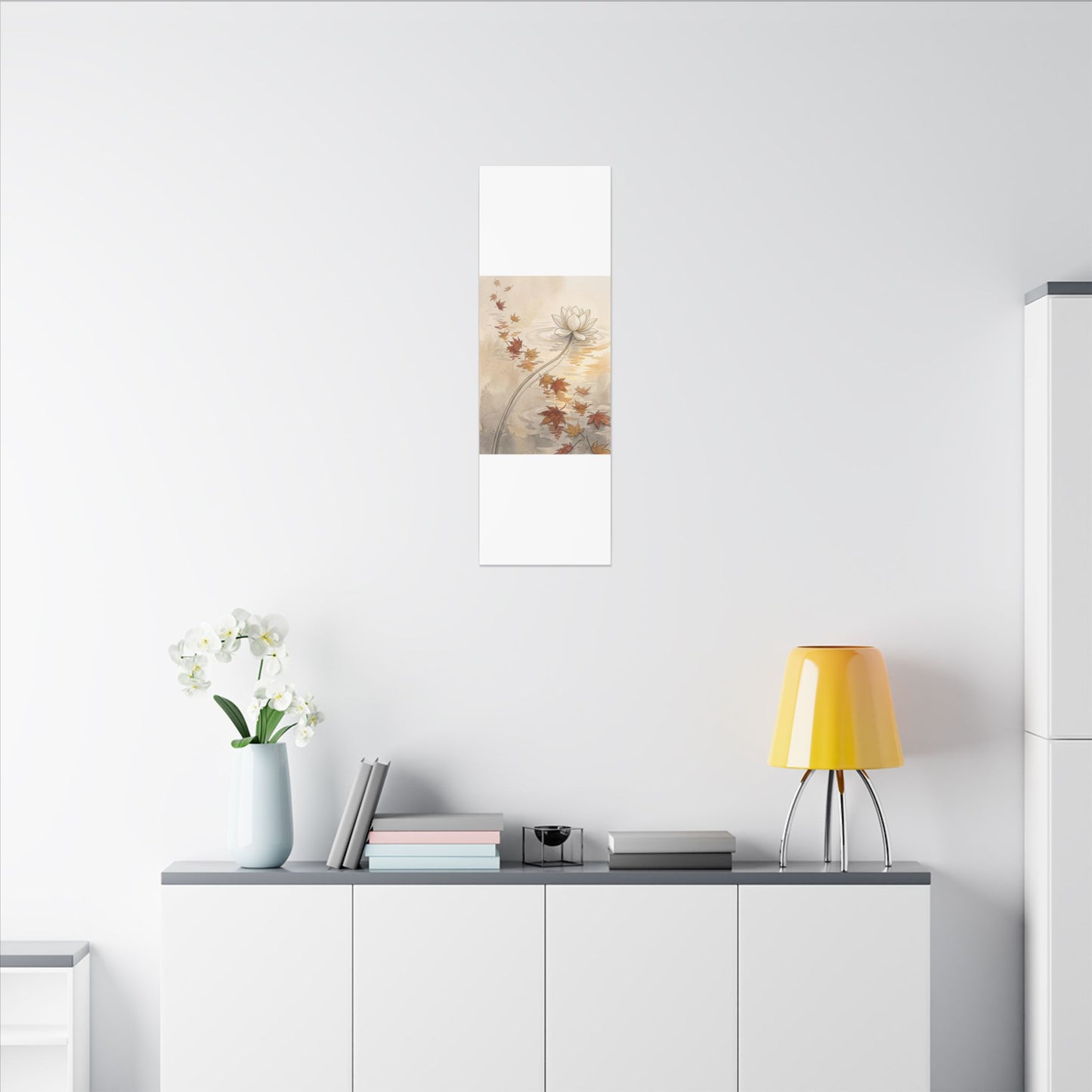 Lotus Flower Canvas Art | Autumn Japandi Minimal Line Art