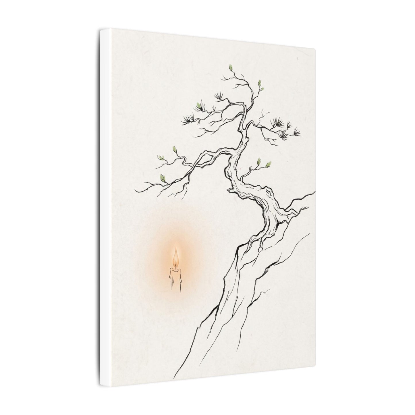 Candlelight Pine Tree Canvas Art - Japandi Shibui