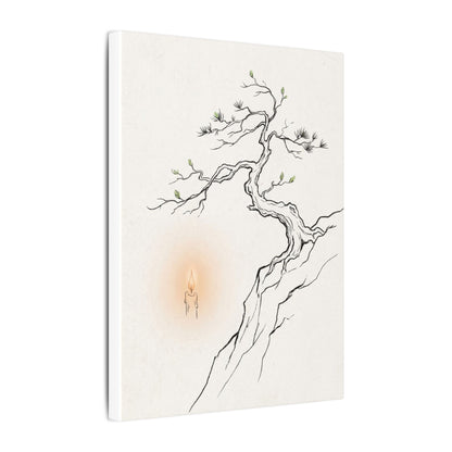 Candlelight Pine Tree Canvas Art - Japandi Shibui