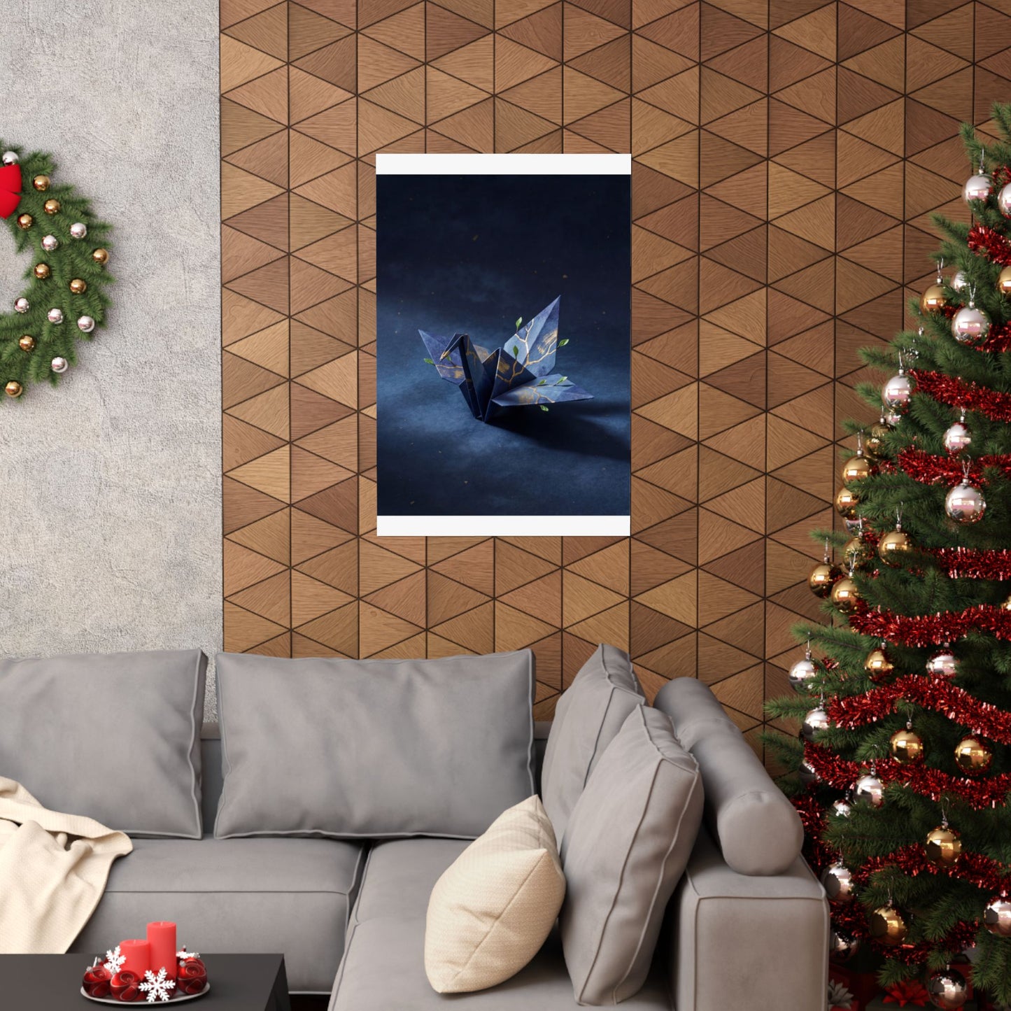 Paper Fold Wall Art Print | Spring Kintsugi Crackle Gold Art
