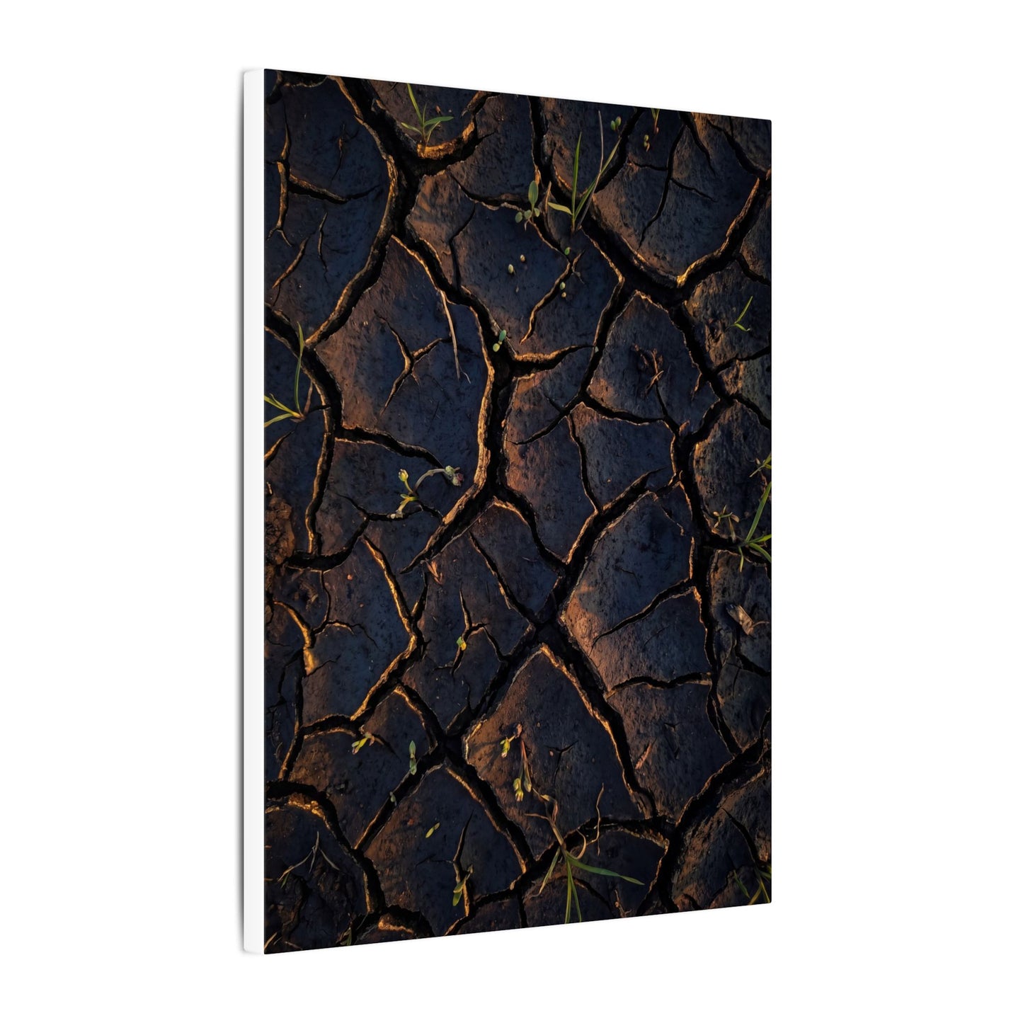 Cracked Earth Moody Minimal Canvas Art | Luxurious Dark Japandi Art