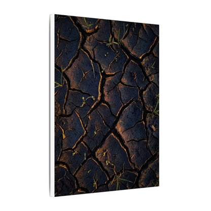 Cracked Earth Moody Minimal Canvas Art | Luxurious Dark Japandi Art