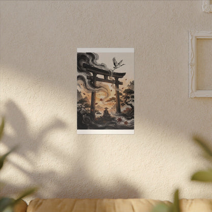Torii Gate Ukiyo E Inspired Canvas Art | Serene Zen Art
