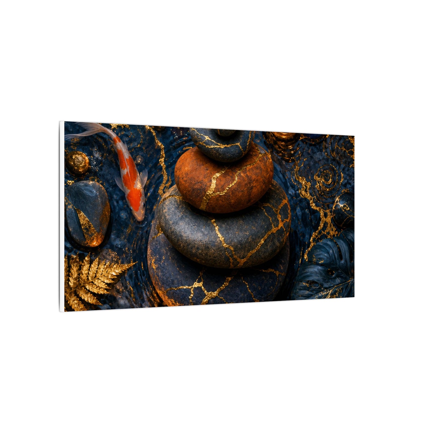 Summer River Stones Gold Vein Canvas Art | Resilient Decor