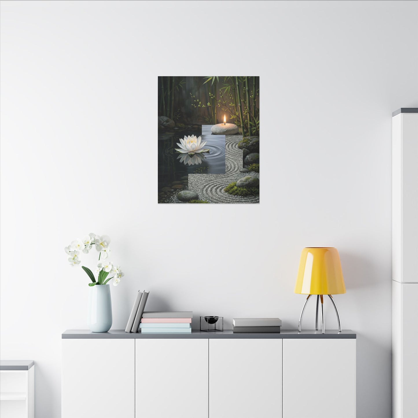 Candlelight Lotus Flower Canvas Art - Zen Kanso