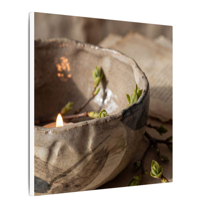 Candlelight Ceramic Bowl Canvas Art - Japandi Ma