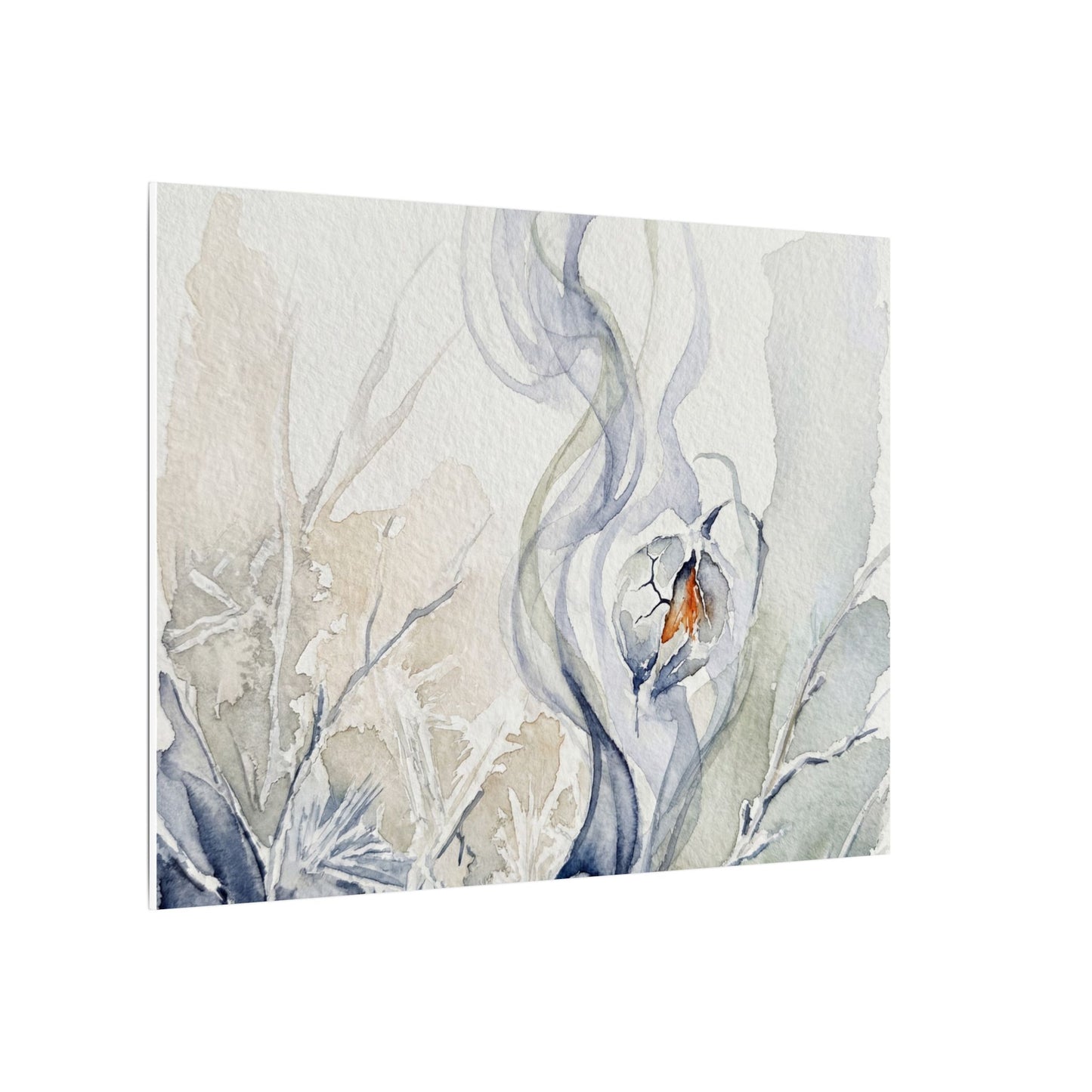 Earthy Incense Smoke Canvas Art - Watercolor Japandi