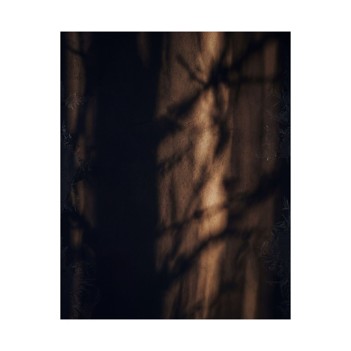 Dark Japandi Shadow Play in Candlelight | Moody Minimal Wall Art Print