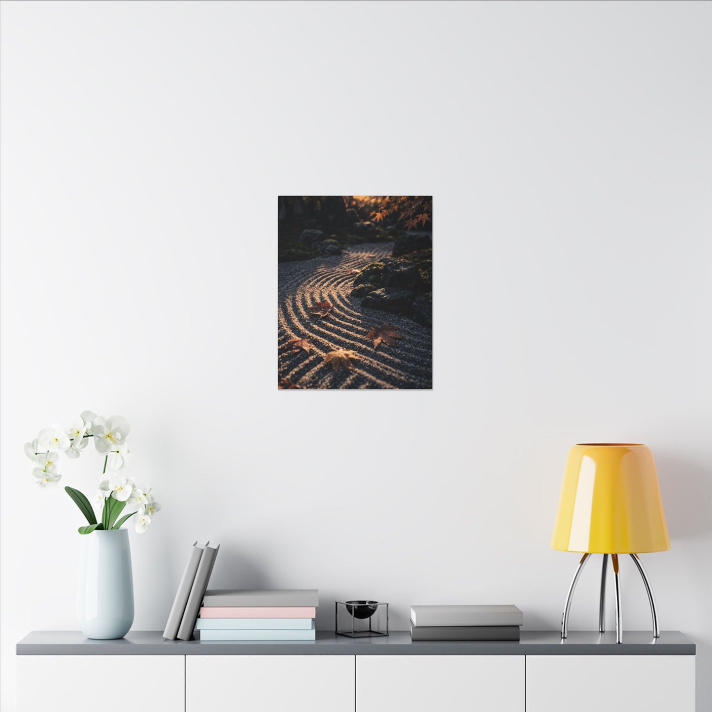 Rock Garden Moody Minimal Canvas Art | Bold Dark Japandi Art