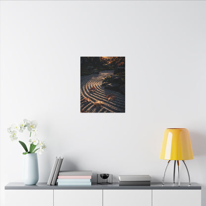 Rock Garden Moody Minimal Canvas Art | Bold Dark Japandi Art