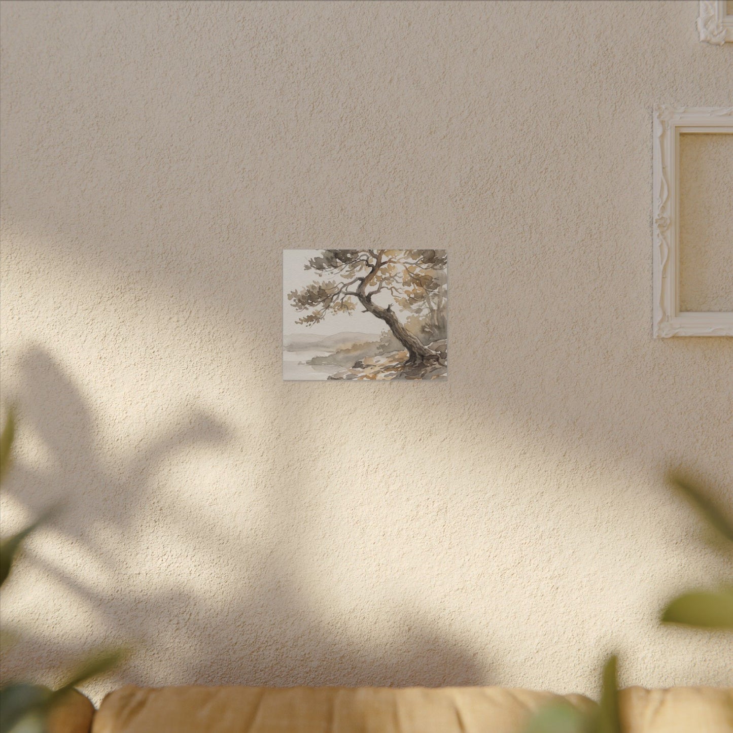 Pine Tree Watercolor Canvas Art | Elegant Japandi Art