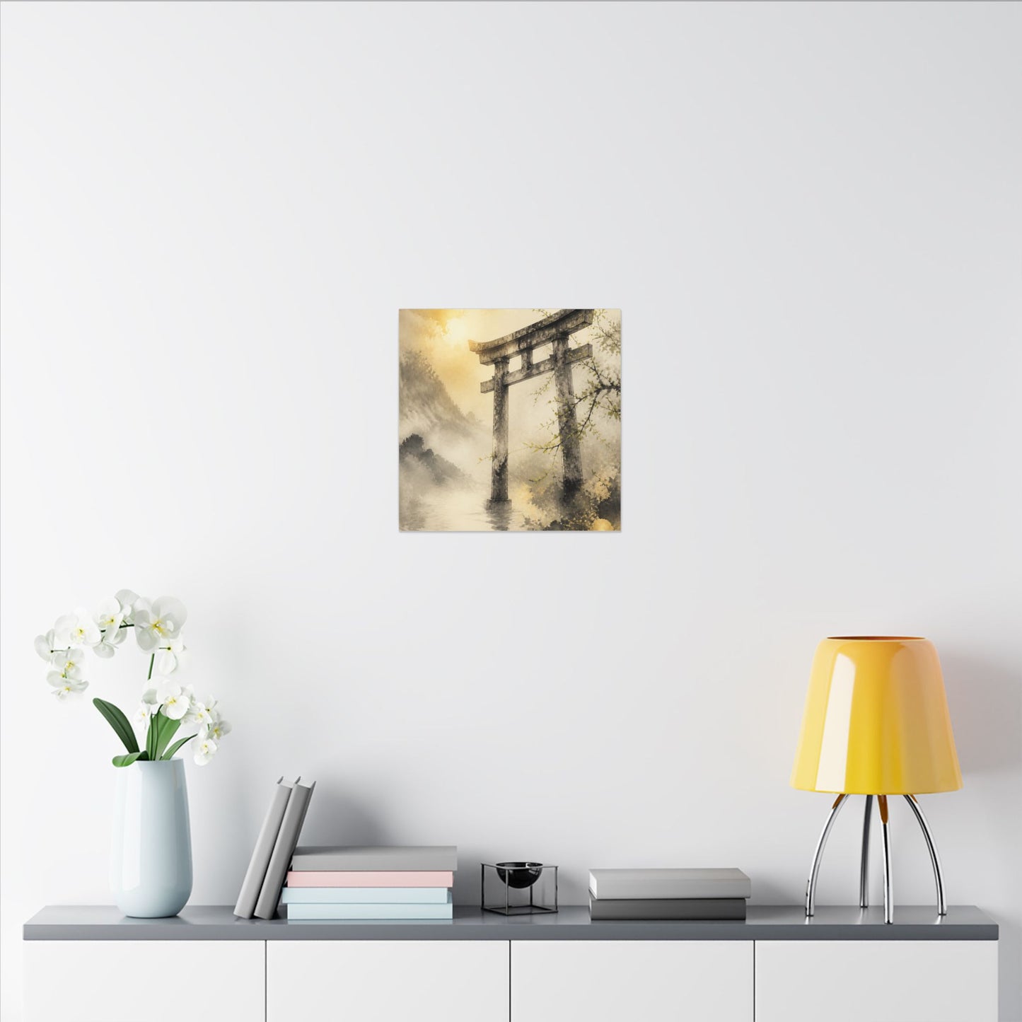 Spring Torii Gate Sumi E Canvas Art | Tranquil Decor